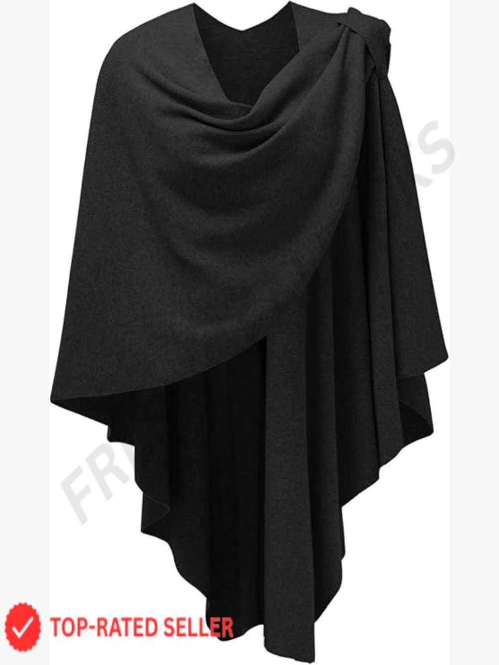 Elegant Cross Front Poncho Sweater Wrap Knitted Shawl Cape for Fall Winter
